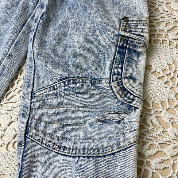 Vintage 1990s Bugle Boy 7 Years Acid Wash Rad Pull On Denim Jogger Jeans - Picture 2 of 7
